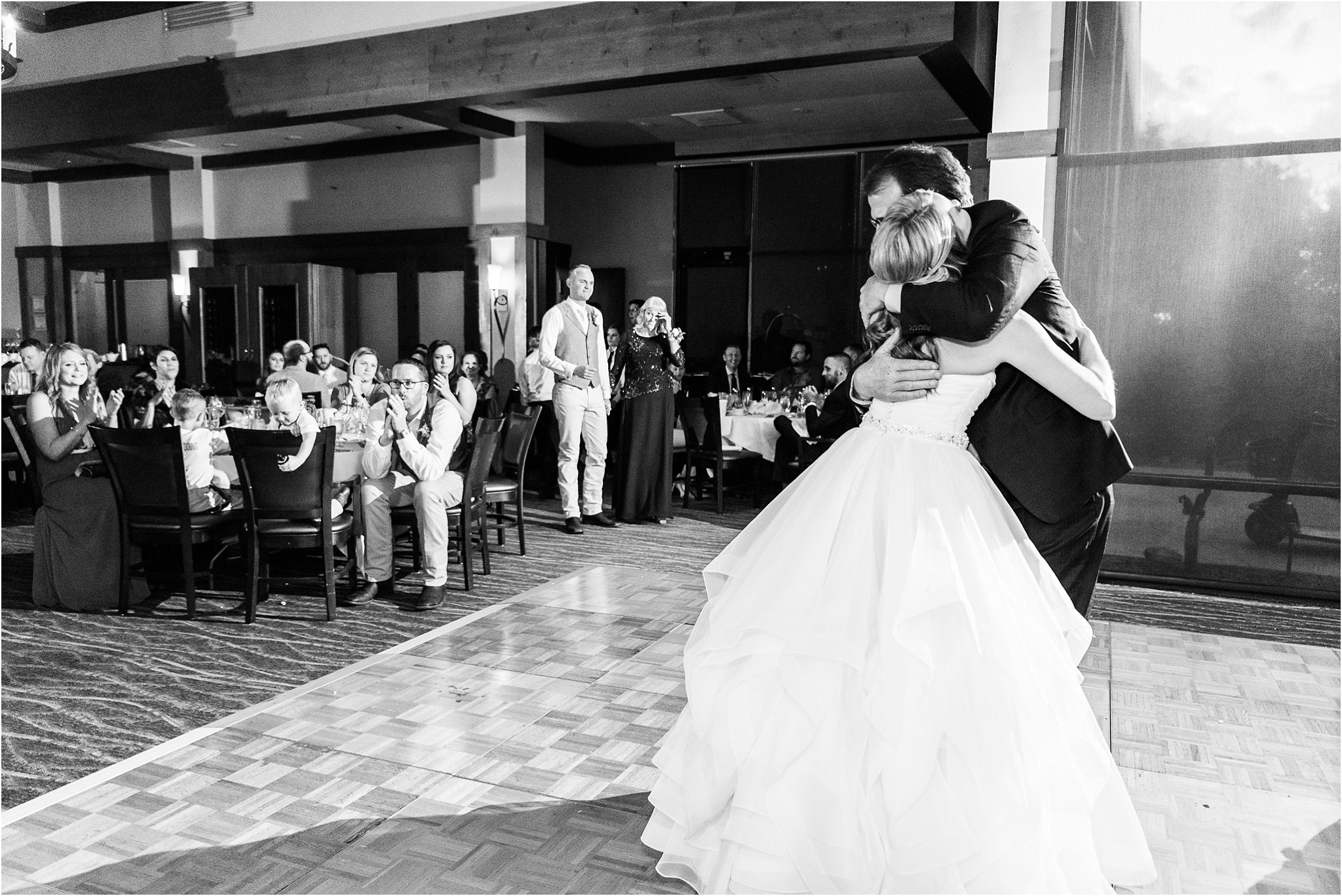 The Lodge at Ventana Canyon black and white wedding photo of bride and father dancing