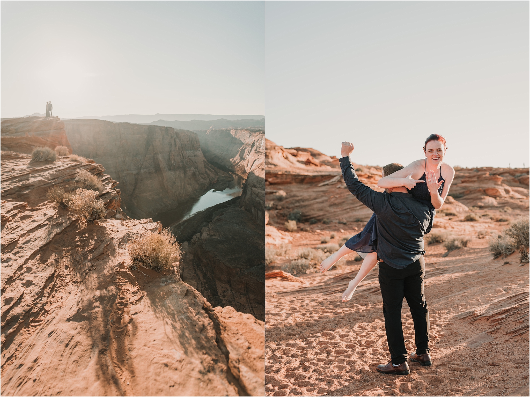 Stunning Horseshoe Bend Proposal and Destination Engagement Photos at Antelope Canyon by Tucson Wedding Photographer Anh and Bryan | West End Photography