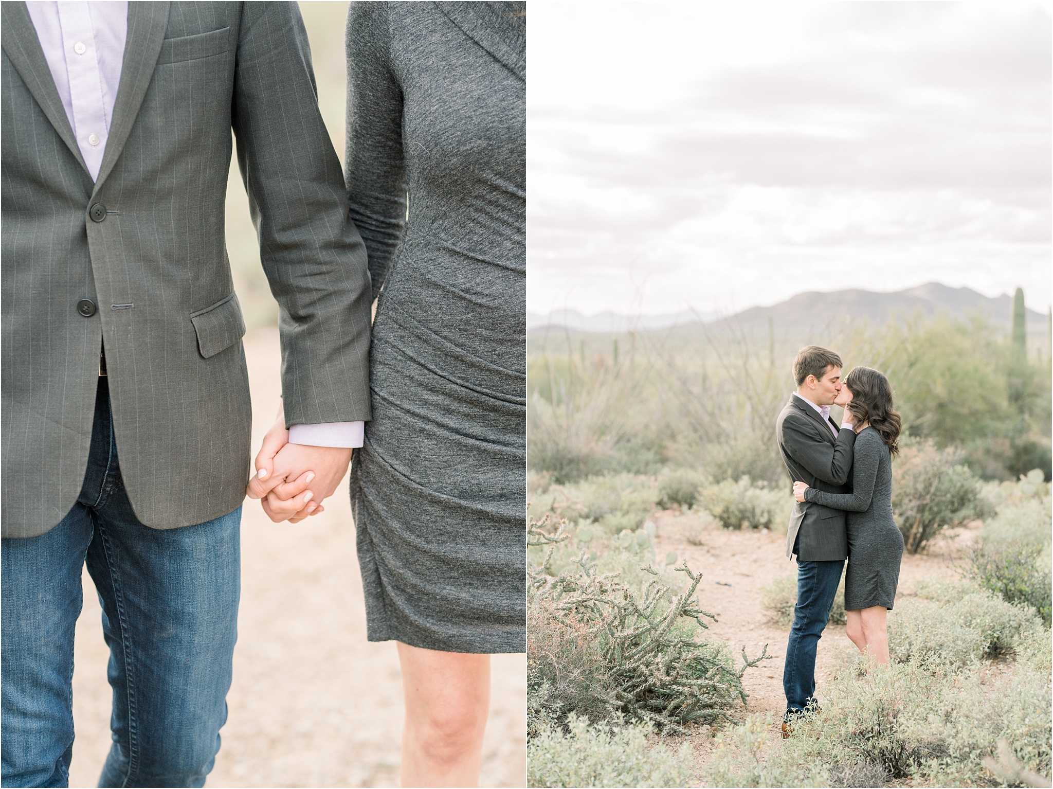 Desert engagement photos at Gates Pass by Tucson Wedding Photographer | West End Photography