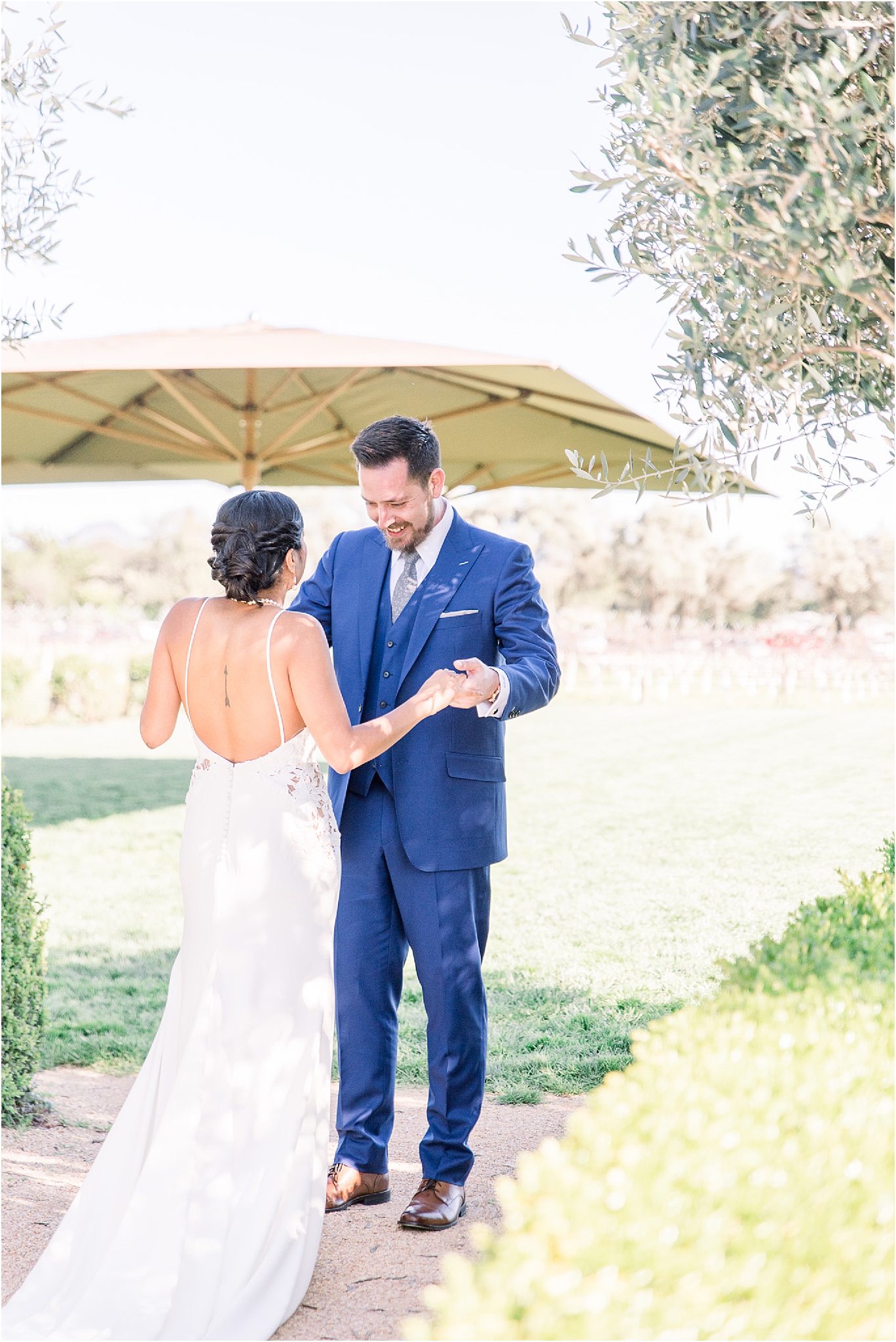 V. Sattui Winery Wedding | Napa Valley, CA | Annie and Pablo first look photos | Napa Valley Wedding Photographer | West End Photography