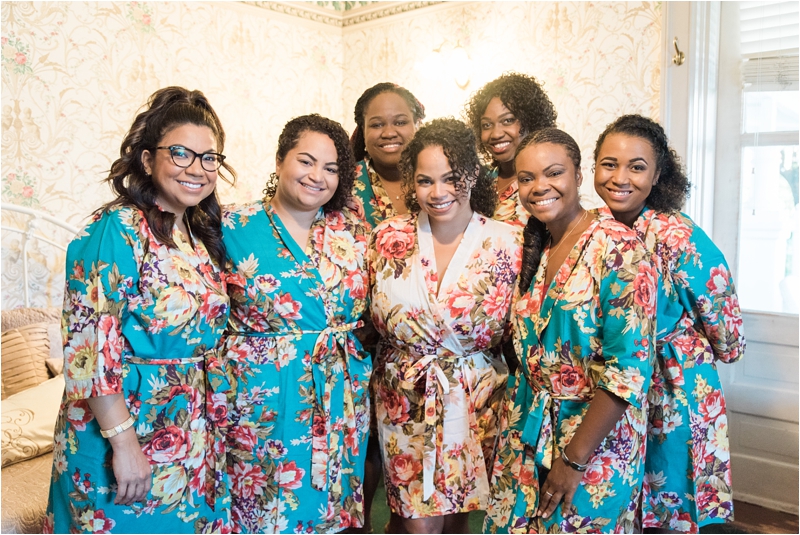 Historic Z Mansion Wedding bride and bridesmaids with matching floral gowns