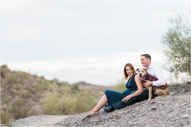 Dreamy Draw Park engagement session with dog photo