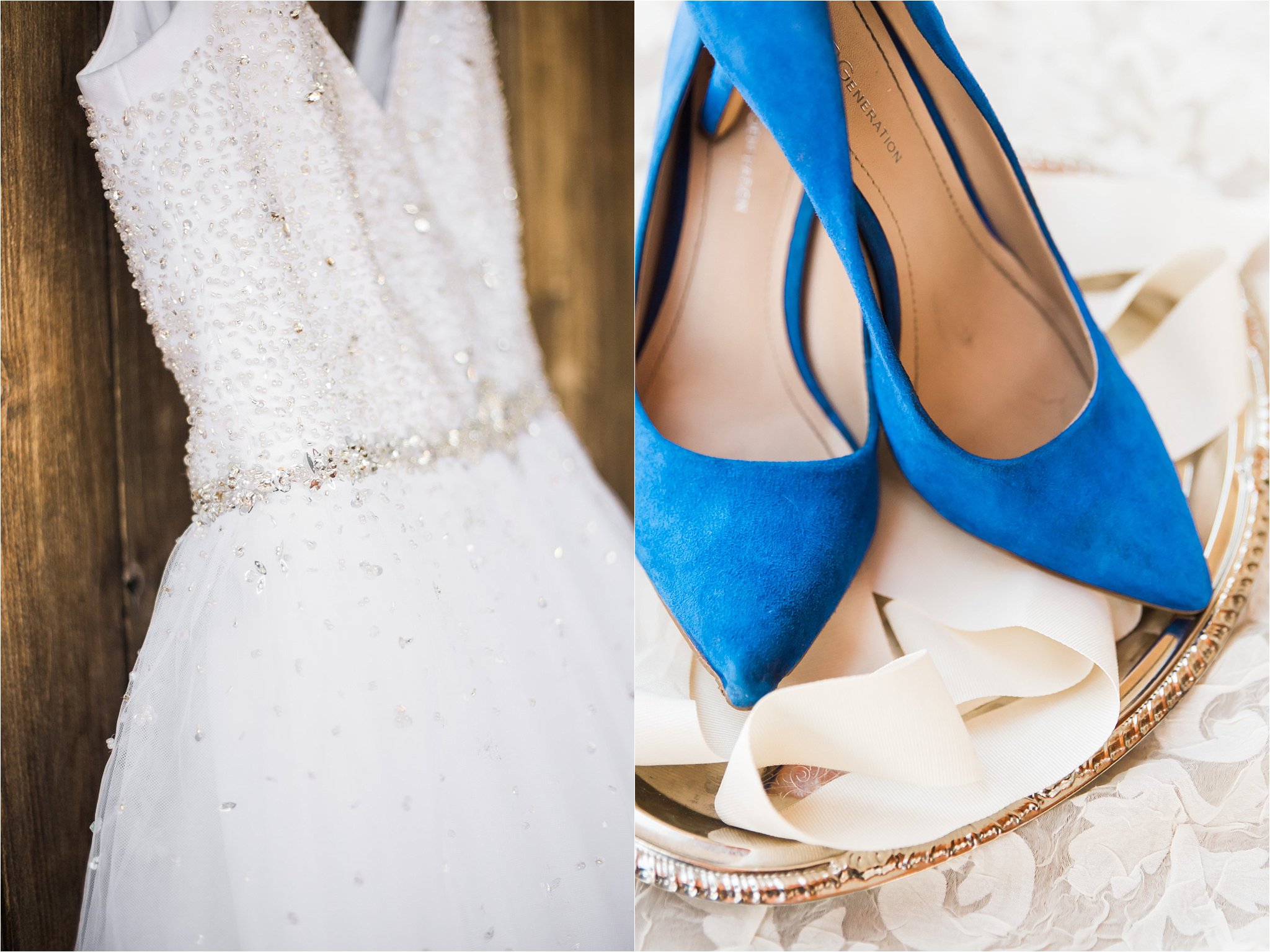 Classic Saguaro Buttes Wedding Dress And Blue Shoes Photo