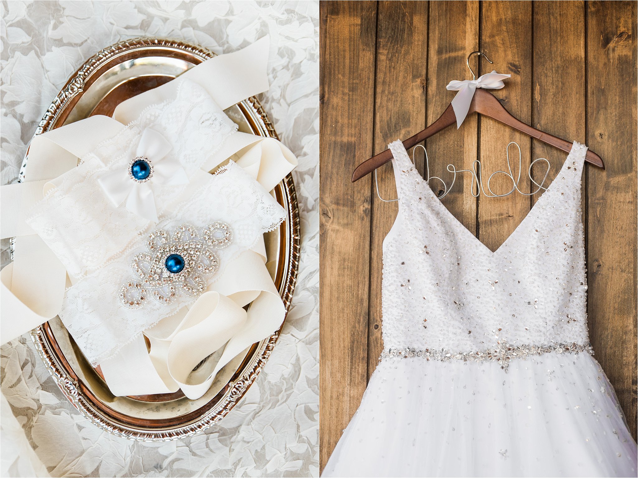 Classic Saguaro Buttes Wedding Dress and Garter Detail Photo