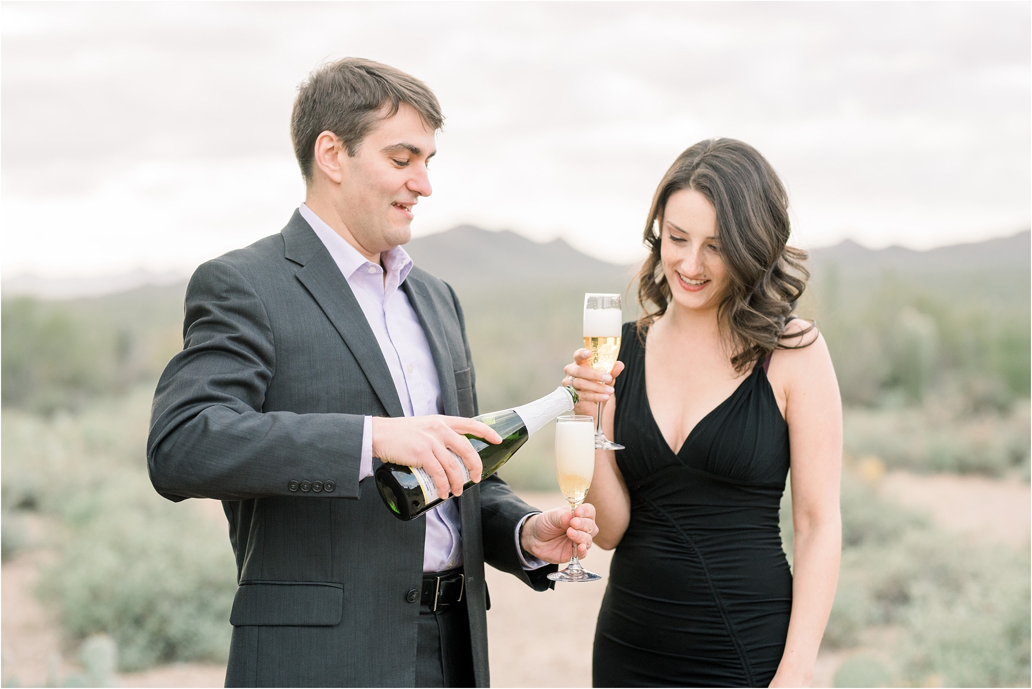 Desert engagement photos at Gates Pass by Tucson Wedding Photographer | West End Photography